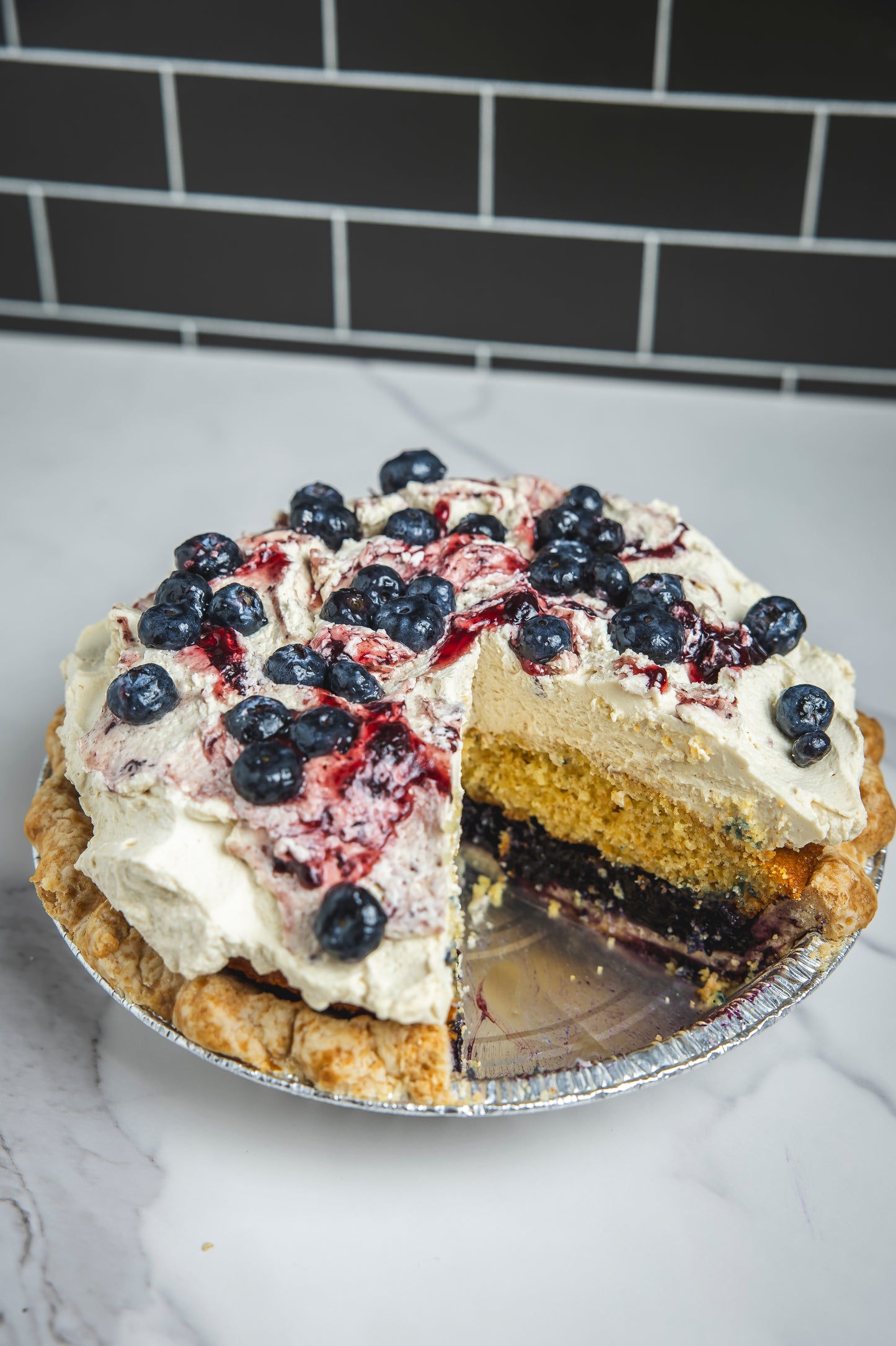 Blueberry Cornbread Pie