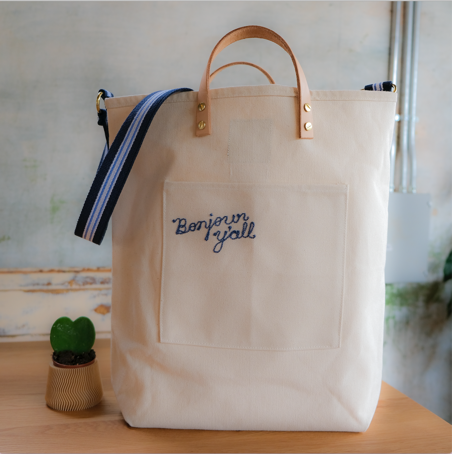 BL x Lunchroom Anxiety | Large Bucket Canvas Tote, Croissant Man