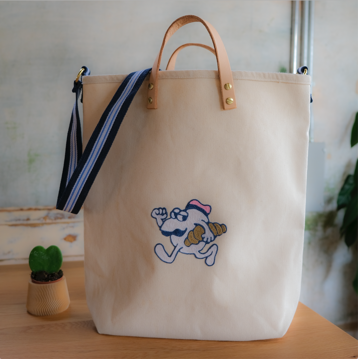 BL x Lunchroom Anxiety | Large Bucket Canvas Tote, Croissant Man